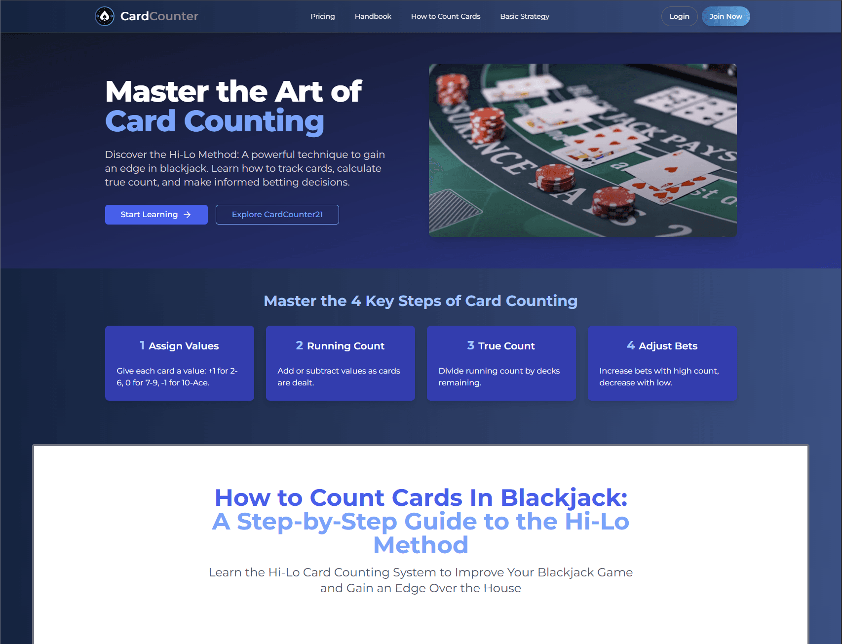 CardCounter21 website screenshot 2